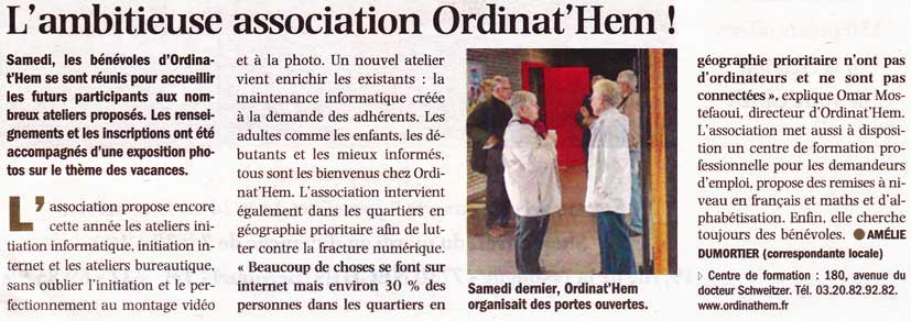 Lire la suite à propos de l’article Nord Eclair du 13.10.2011