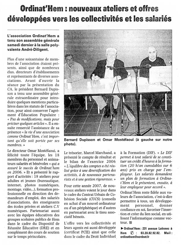 Lire la suite à propos de l’article VdN 04.04.2007