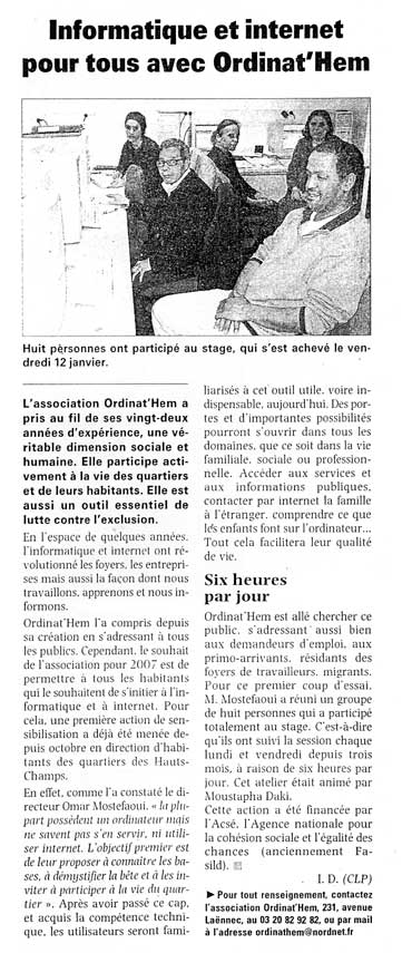 Lire la suite à propos de l’article VdN 12.01.2007