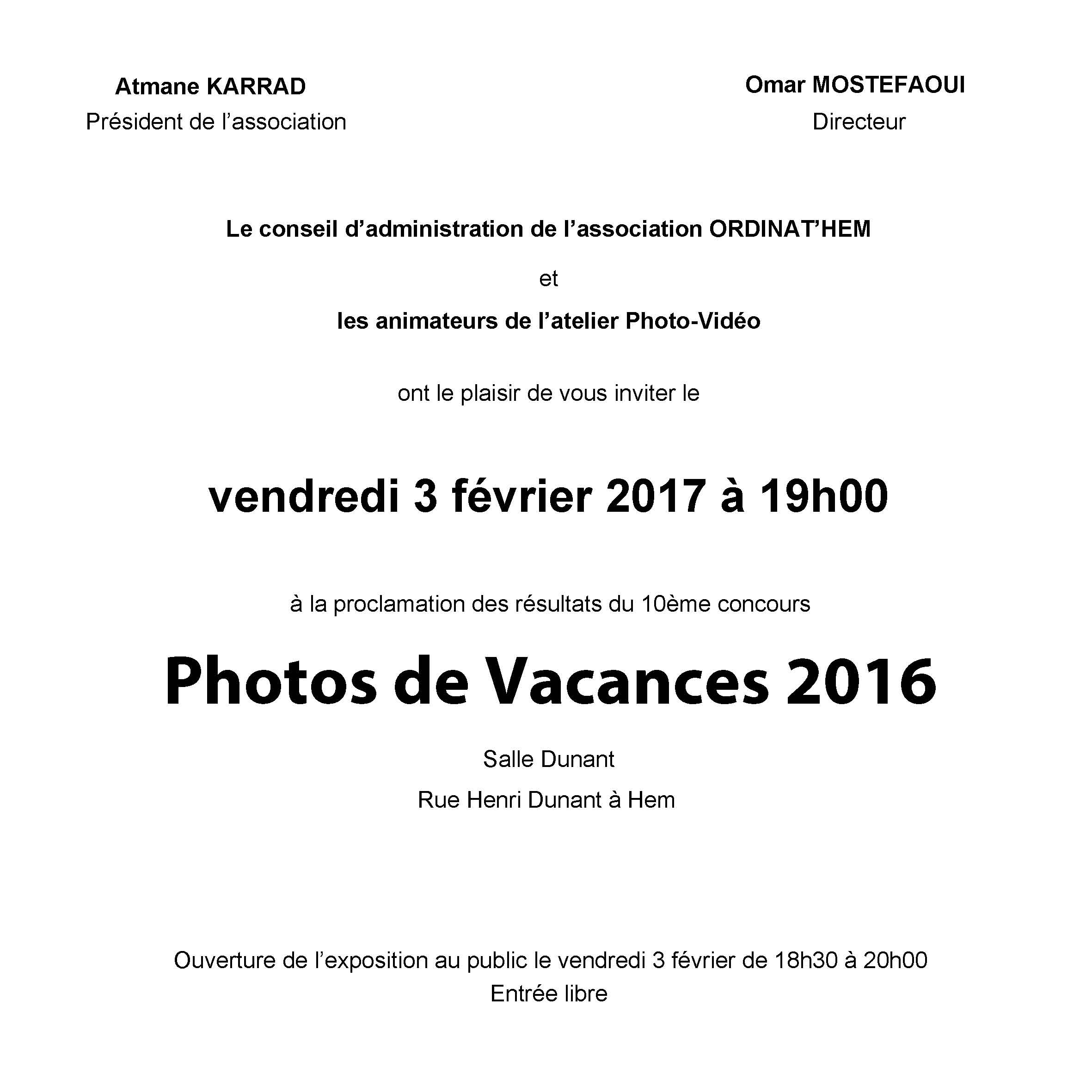 Lire la suite à propos de l’article Proclamation des résultats du Concours photo 2016